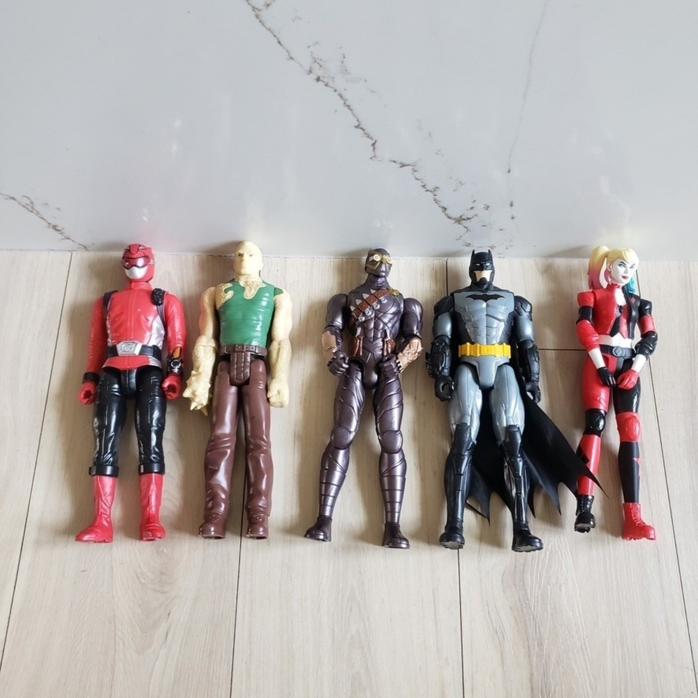 Lot of 5 DC Comics Batman Harley Quinn Power Rangers Action Figures 12" Toys‎